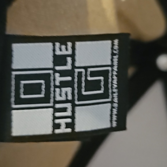 Hustle Khaki Adjustable Strap Black Flat Front Brim White Embroided Fresh Cap - Picture 7 of 10